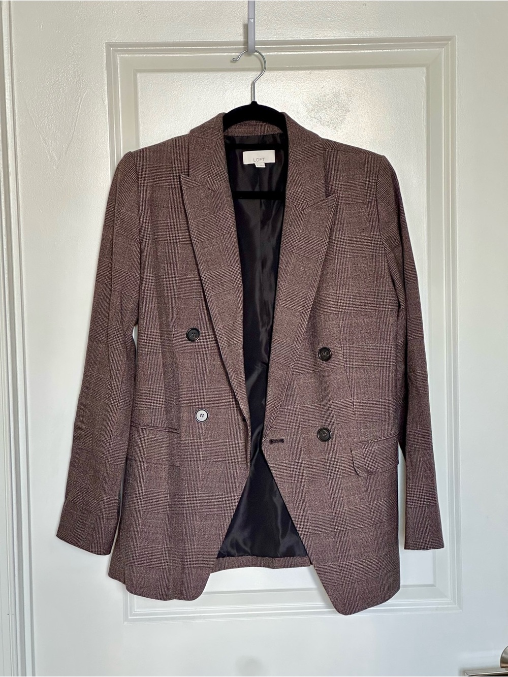 LOFT Double-Breasted Plum-Brown Blazer